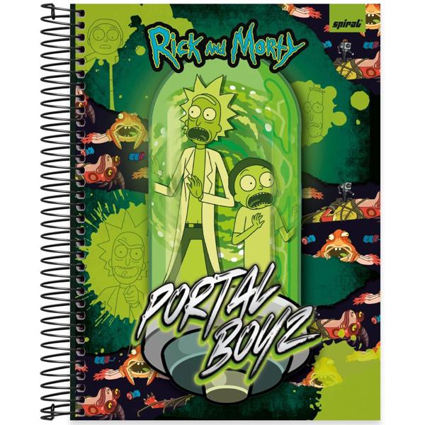 Caderno universitário capa dura, 15x1, 240 folhas, Rick & Morty, 2372818, Spiral Rem PT 1 UN