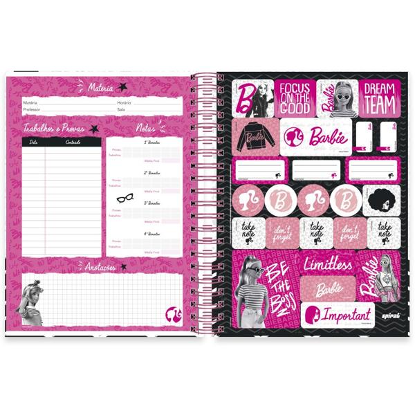 Caderno universitário capa dura, 10x1 160 folhas, Barbie Premium, 2333260, Spiral Brb - PT 1 UN