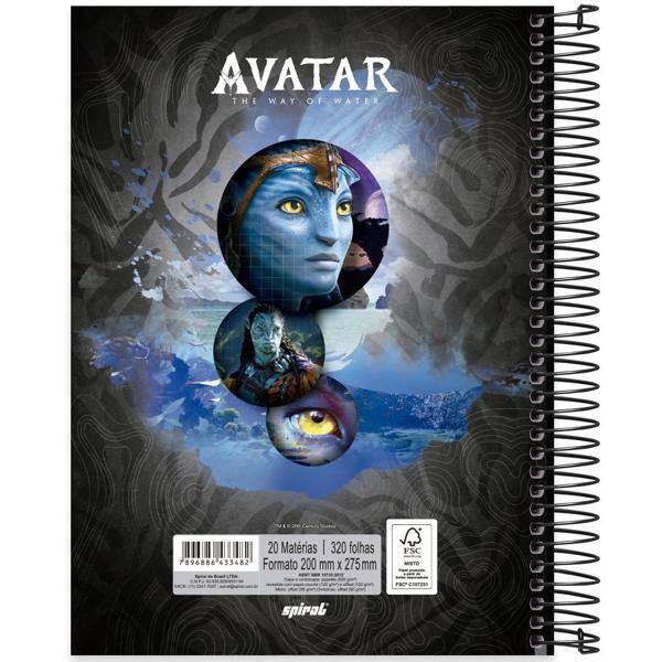 Caderno universitário capa dura, 20x1, 320 folhas, Avatar, 2333482, Spiral Ava - PT 1 UN