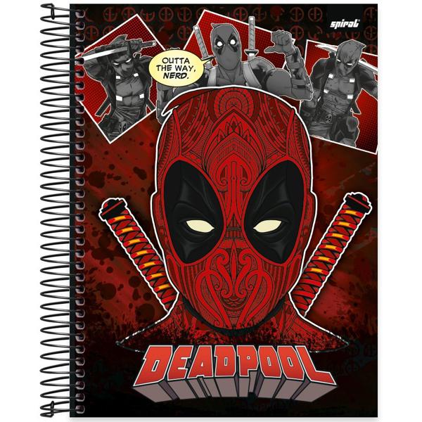 Caderno universitário capa dura, 20x1, 320 folhas, Deadpool, 2333505, Spiral Dea - PT 1 UN