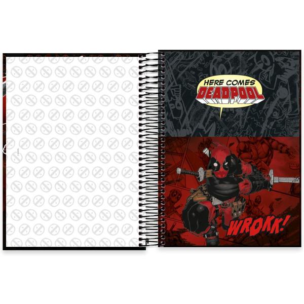 Caderno universitário capa dura, 20x1, 320 folhas, Deadpool, 2333505, Spiral Dea - PT 1 UN