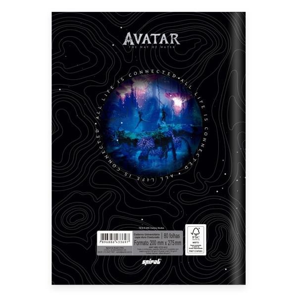 Caderno universitário capa dura, 1x1, 80 folhas, Avatar, 2333697, Spiral Ava PT 1 UN