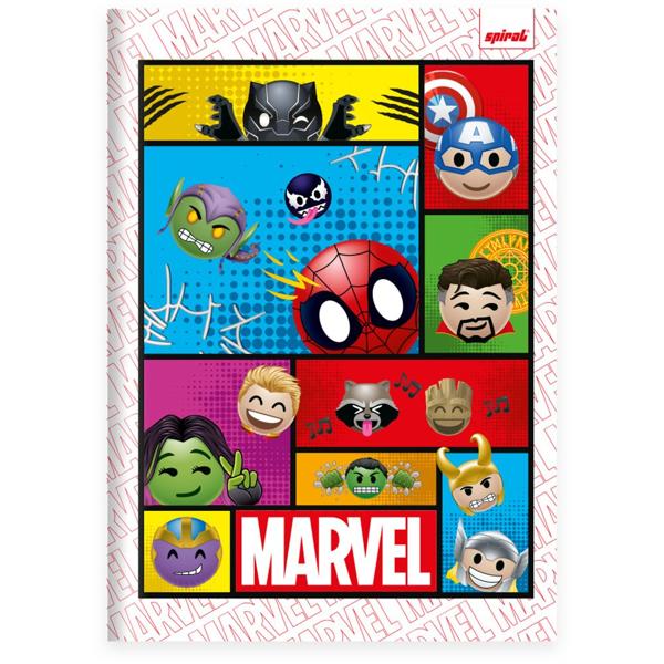 Caderno Universitário capa dura, Costurado, 80 folhas, Marvel Emoji, 2373044, Spiral Mve - PT 1 UN