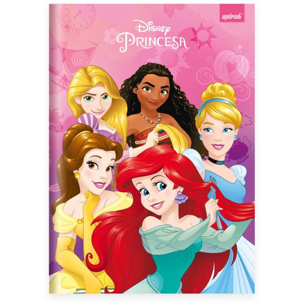 Caderno Universitário Capa Dura Brochura Costurado 80 Folhas, Disney Princesas, 2373082, Spiral Pn - PT 1 UN