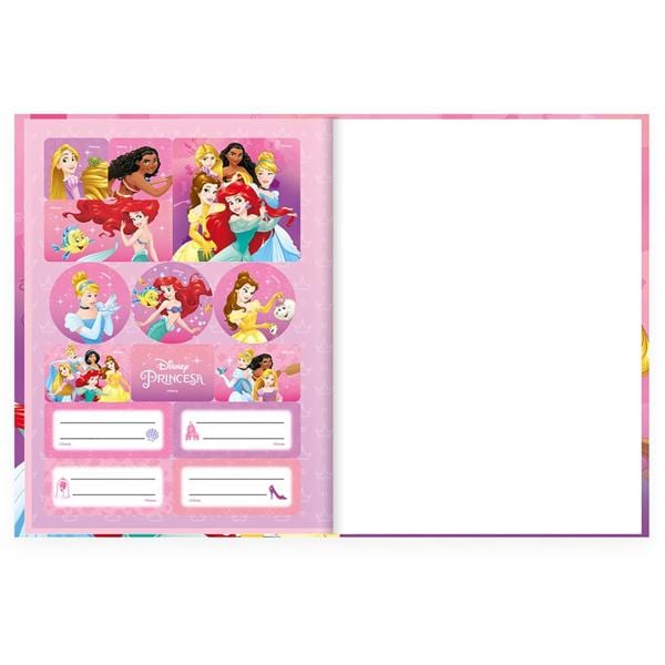 Caderno Universitário Capa Dura Brochura Costurado 80 Folhas, Disney Princesas, 2373082, Spiral Pn - PT 1 UN