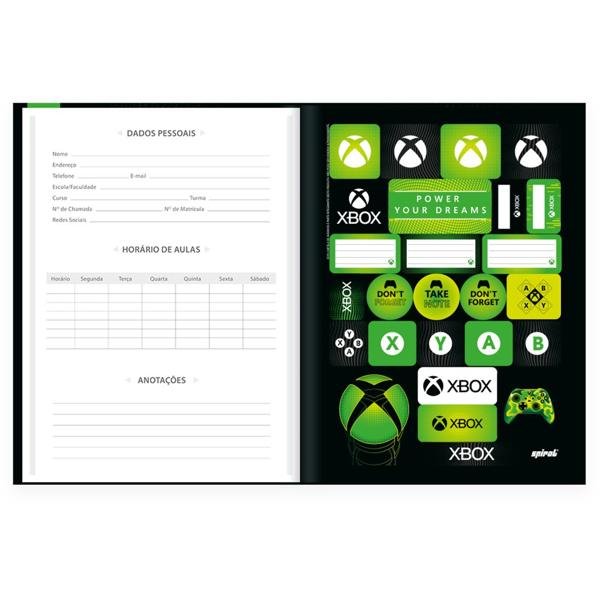 Caderno Universitário Capa Dura Brochura Costurado 80 Folhas, Xbox, 2373228, Spiral Xbox - PT 1 UN
