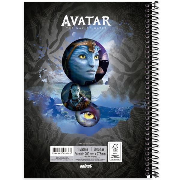 Caderno universitário capa dura, 1x1, 80 folhas, Avatar, 2350380, Spiral Ava - PT 1 UN