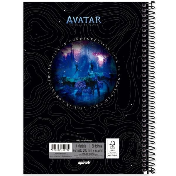 Caderno universitário capa dura, 1x1, 80 folhas, Avatar, 2350700, Spiral Ava- PT 1 UN