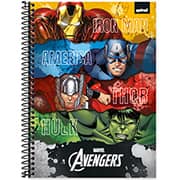 Caderno universitário capa dura, 1x1 80 folhas, Vingadores Avengers Marvel, 2370724, Spiral Av - PT 1 UN