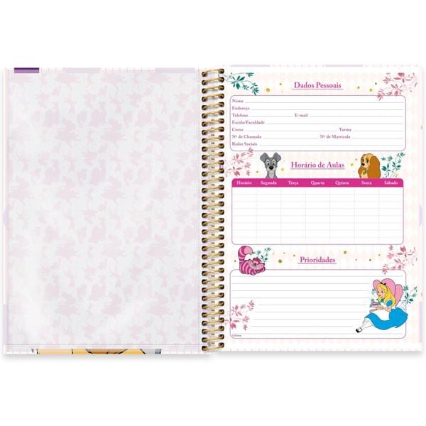 Caderno universitário capa dura, 1x1, 80 folhas, A Dana e o Vagabundo, Disney Clássicos, 2371637, Spiral Cld PT 1 UN