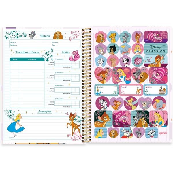 Caderno universitário capa dura, 1x1, 80 folhas, A Dana e o Vagabundo, Disney Clássicos, 2371637, Spiral Cld PT 1 UN