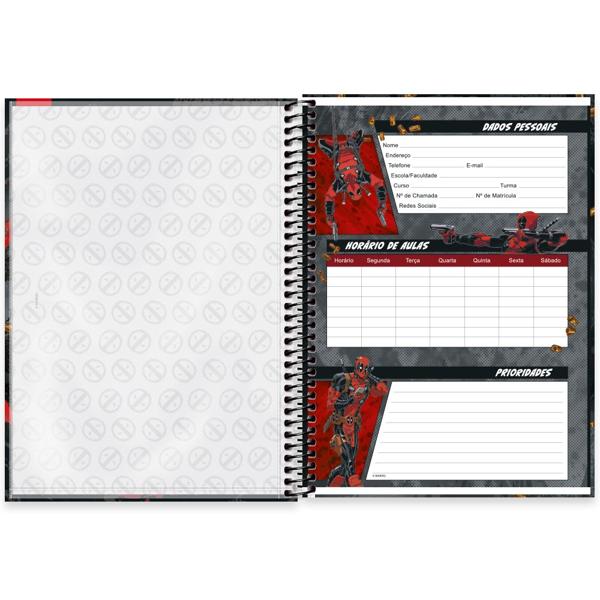 Caderno universitário capa dura, 1x1 80 folhas, Deadpool, 2351394, Spiral Dea - PT 1 UN