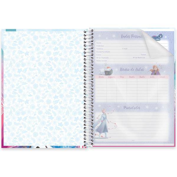 Caderno universitário capa dura, 1x1, 80 folhas, Frozen, 2351899, Spiral Frz - PT 1 UN