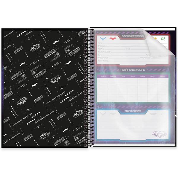 Caderno universitário capa dura, 1x1 80 folhas, Gotham Knights, 2371729, Spiral Gtk - PT 1 UN