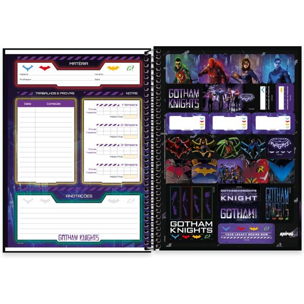 Caderno universitário capa dura, 1x1 80 folhas, Gotham Knights, 2352001, Spiral Gtk - PT 1 UN