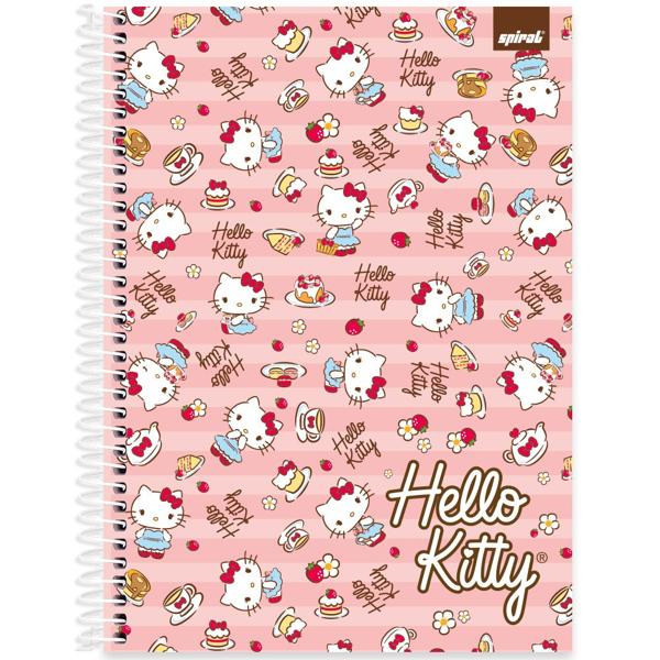 Caderno universitário capa dura, 1x1, 80 folhas, Hello Kitty, 352018, Spiral Hki - PT 1 UN