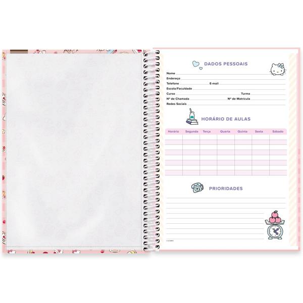 Caderno universitário capa dura, 1x1, 80 folhas, Hello Kitty, 352018, Spiral Hki - PT 1 UN