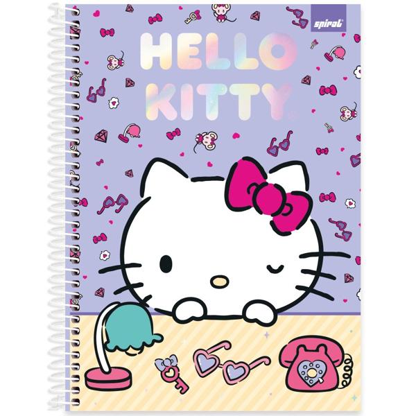 Caderno universitário capa dura, 1x1, 80 folhas, Hello Kitty, 2352025, Spiral Hki - PT 1 UN