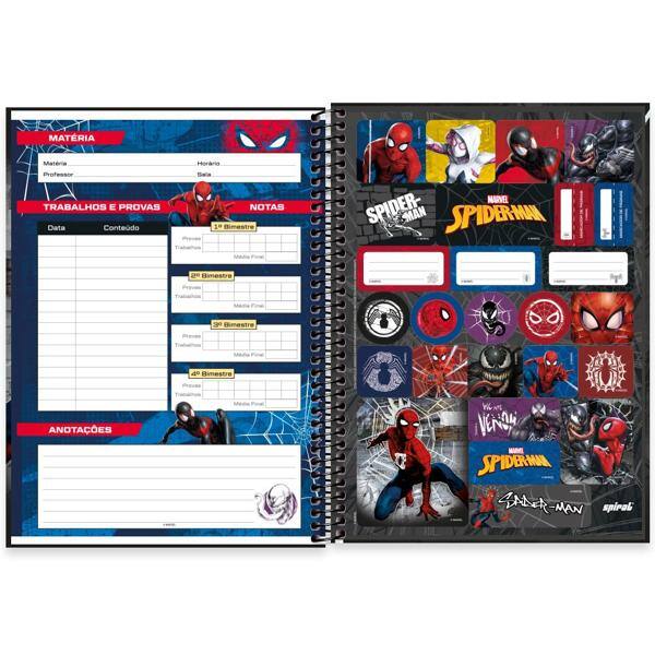 Caderno universitário capa dura, 1x1 80 folhas, Homem Aranha Spiderman Marvel, 2352032, Spiral Mha - PT 1 UN