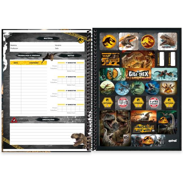 Caderno universitário capa dura, 1x1 80 folhas, Jurassic World, 2352148, Spiral Jw - PT 1 UN