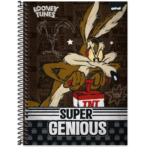 Caderno universitário capa dura, 1x1 80 folhas, Looney Tunes, 2371781, Spiral Lt - PT 1 UN