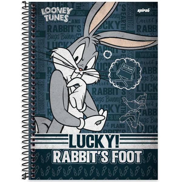 Caderno universitário capa dura, 1x1 80 folhas, Looney Tunes, 2332423, Spiral Lt - PT 1 UN