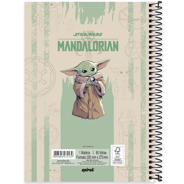 Caderno universitário capa dura, 1x1, 80 folhas, Mandalorian, 2372139, Spiral Man - PT 1 UN