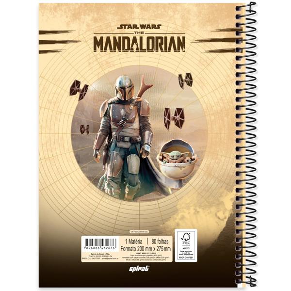 Caderno universitário capa dura, 1x1 80 folhas, Mandalorian, 2332676, Spiral Man - PT 1 UN