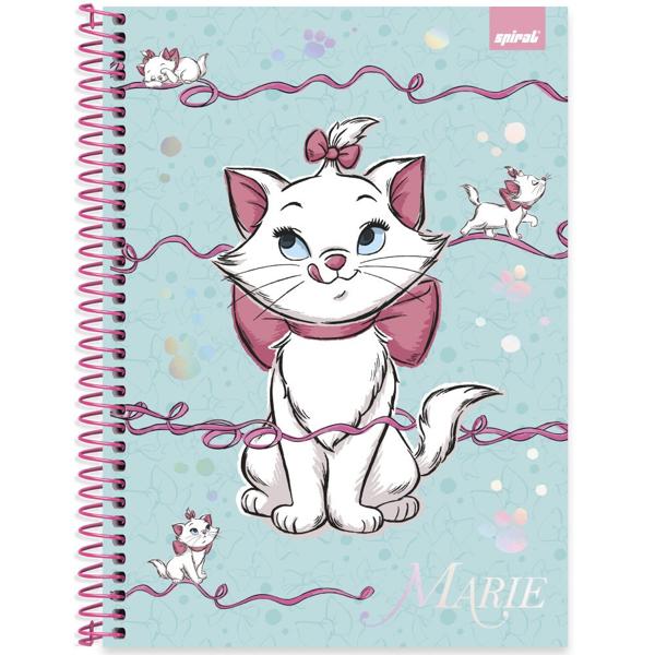 Caderno Universitário Capa Dura, 1x1, 80 Folhas, Disney Marie, 2371804, Spiral Mar - PT 1 UN