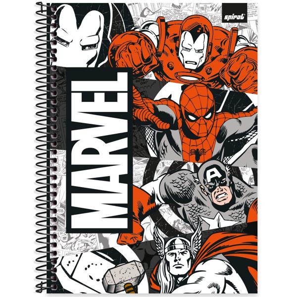 Caderno universitário capa dura, 1x1 80 folhas, Marvel Comics, 2371842, Spiral Mv - PT 1 UN