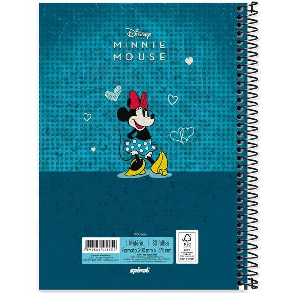 Caderno Universitário Capa Dura, 1x1, 80 Folhas, Disney Mickey & Disney Minnie, 2332454, Spiral Dm - PT 1 UN