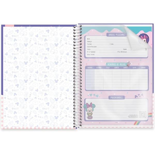 Caderno Universitário Capa Dura, 1x1, 80 Folhas, Disney Minnie Kawaii, 2332508, Spiral Mikw - PT 1 UN