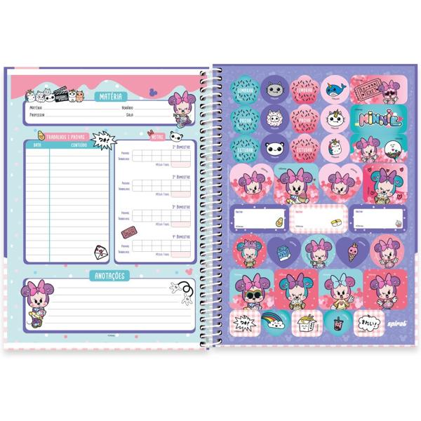 Caderno Universitário Capa Dura, 1x1, 80 Folhas, Disney Minnie Kawaii, 2332508, Spiral Mikw - PT 1 UN