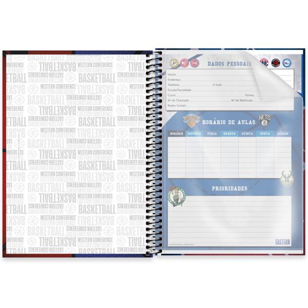 Caderno universitário capa dura, 1x1 80 folhas, NBA , 2332522, Spiral Nba - PT 1 UN