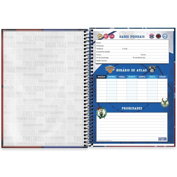 Caderno universitário capa dura, 1x1 80 folhas, NBA , 2332522, Spiral Nba - PT 1 UN