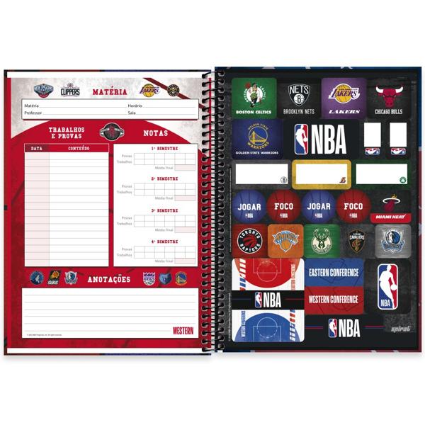 Caderno universitário capa dura, 1x1 80 folhas, NBA , 2332522, Spiral Nba - PT 1 UN