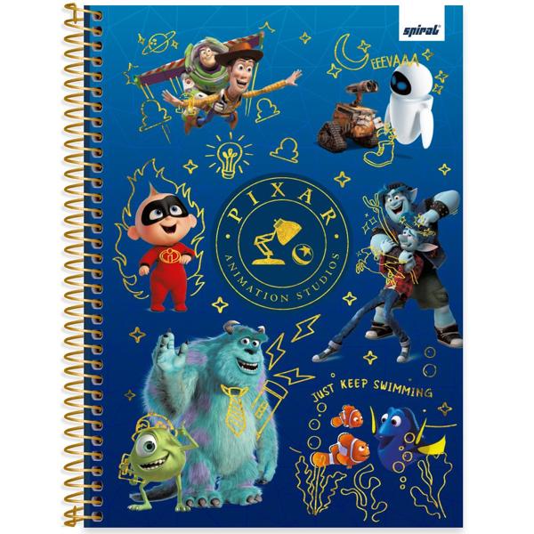 Caderno universitário capa dura, 1x1 80 folhas, Pixar, 2332546, Spiral Px - PT 1 UN