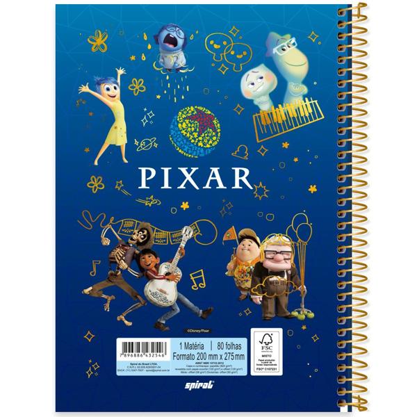 Caderno universitário capa dura, 1x1 80 folhas, Pixar, 2332546, Spiral Px - PT 1 UN