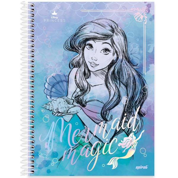 Caderno Universitário Capa Dura, 1x1, 80 Folhas, Disney Princesas, 2372016, Spiral Pn - PT 1 UN