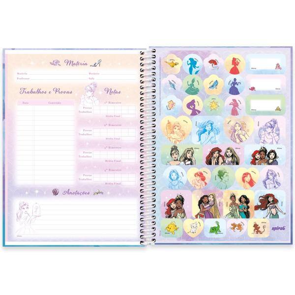 Caderno Universitário Capa Dura, 1x1, 80 Folhas, Disney Princesas, 2372016, Spiral Pn - PT 1 UN