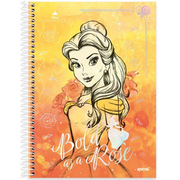 Caderno Universitário Capa Dura, 1x1, 80 Folhas, Disney Princesas, 2332560, Spiral Pn - PT 1 UN