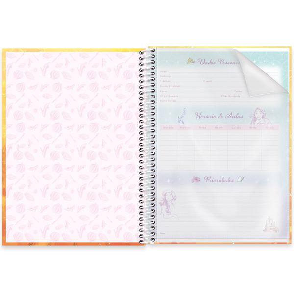 Caderno Universitário Capa Dura, 1x1, 80 Folhas, Disney Princesas, 2332560, Spiral Pn - PT 1 UN