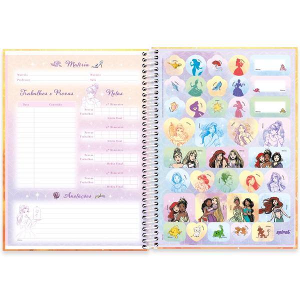 Caderno Universitário Capa Dura, 1x1, 80 Folhas, Disney Princesas, 2332560, Spiral Pn - PT 1 UN