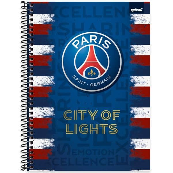 Caderno universitário capa dura, 1x1, 80 folhas, PSG, 2372030, Spiral Psg - PT 1 UN