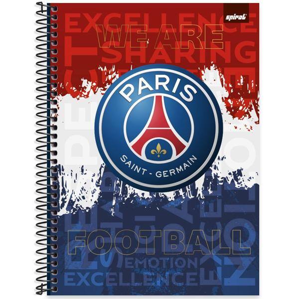 Caderno universitário capa dura, 1x1, 80 folhas, PSG, 2372047, Spiral Psg - PT 1 UN