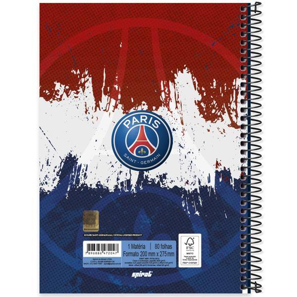 Caderno universitário capa dura, 1x1, 80 folhas, PSG, 2372047, Spiral Psg - PT 1 UN