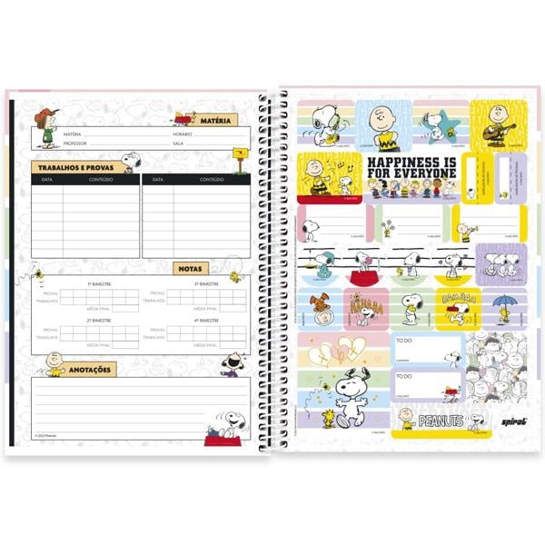 Caderno universitário capa dura, 1x1 80 folhas, Snoopy, 2332607, Spiral Sno - PT 1 UN