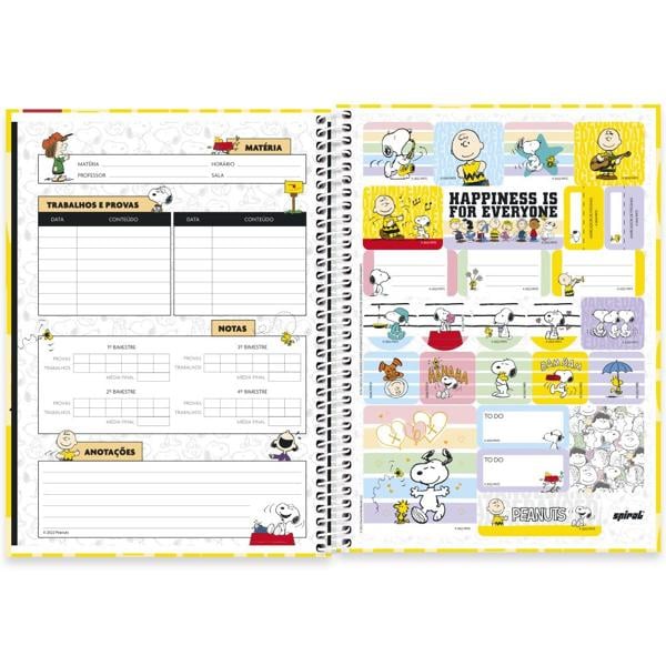 Caderno universitário capa dura, 1x1, 80 folhas, Snoopy, 2332614, Spiral Sno - PT 1 UN