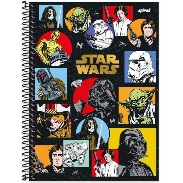 Caderno universitário capa dura, 1x1 80 folhas, Star Wars, 2332638, Spiral Starw - PT 1 UN