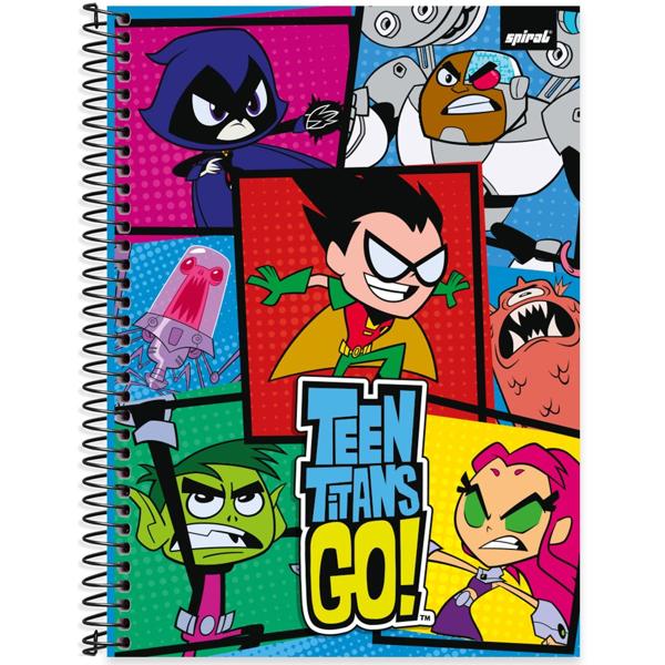 Caderno universitário capa dura, 1x1 80 folhas, Titans Go, 2332652, Spiral Ttg - PT 1 UN